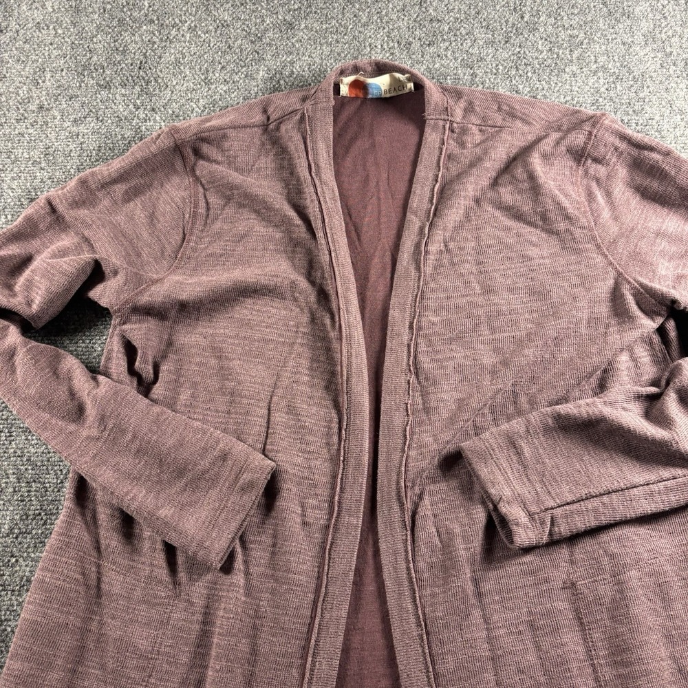 Free People FP Beach Duster Cardigan Womens Small Plum Longline Open Front Boho